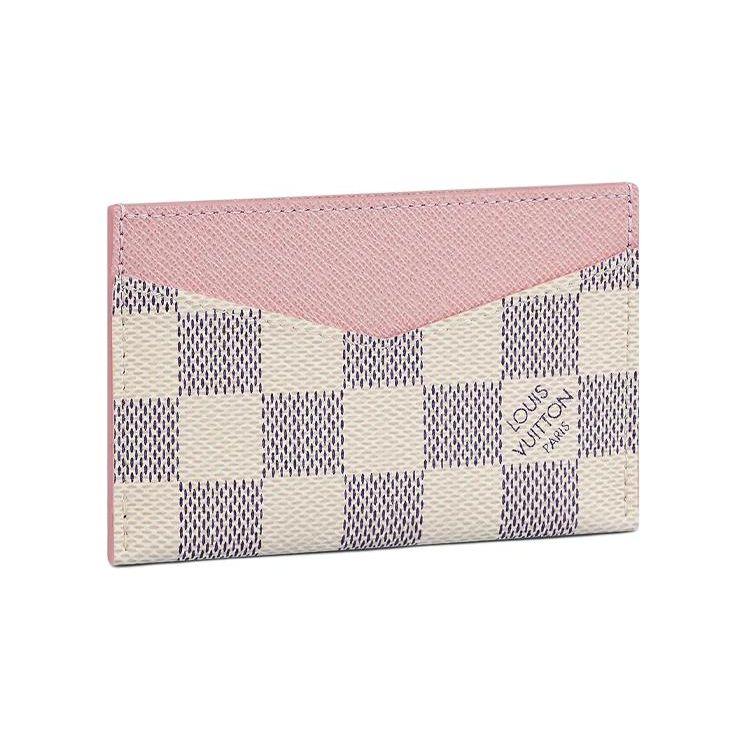 Louis Vuitton Daily Checkered Canvas Leather Card Holder Women Accessories Ballet-Pink N60286