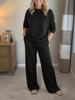 Women's Autumn & Winter Christmas Set: Long-Sleeve Round Neck Top with Drawstring Casual Pants.