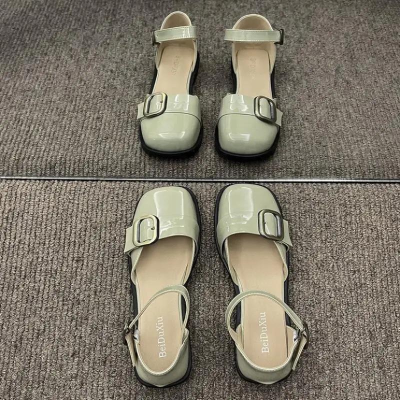 Fashion Closed Sandals for Women Mary Jen Woman Shoes on Offer Anti Slip Hot Shoe Comfortable and Elegant Vip 2025 Luxury Korea Sandal