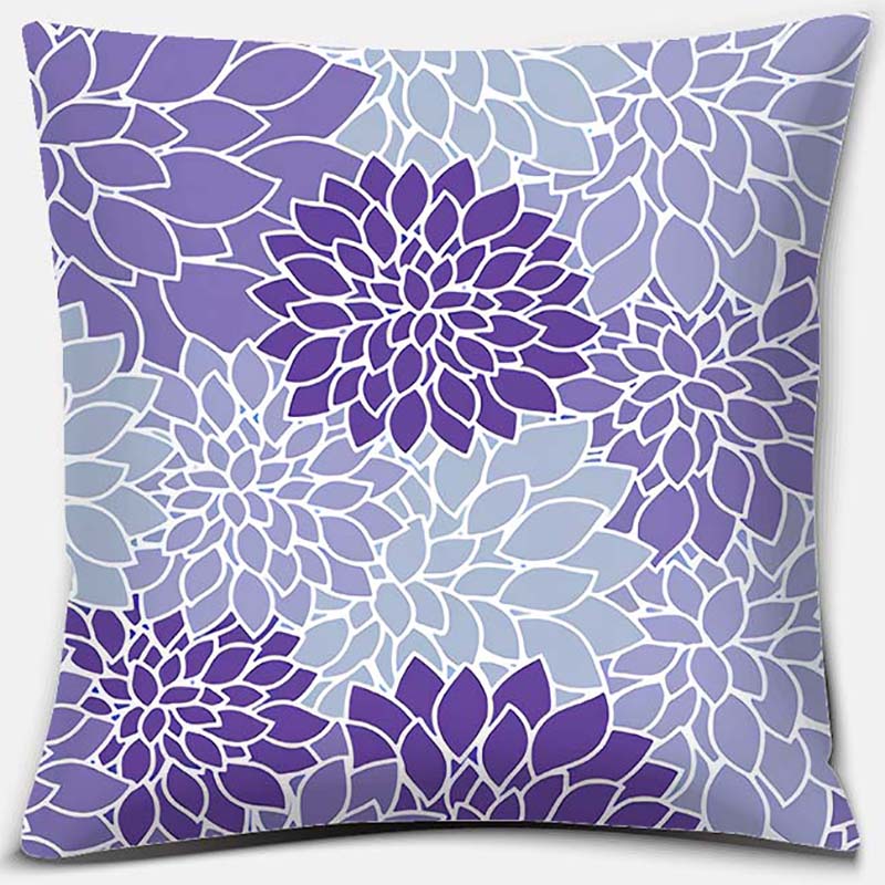 Purple Geometric Flower Text Printing Series Pattern Pillowcase Square Pillowcase Home Office Decoration Pillowcase