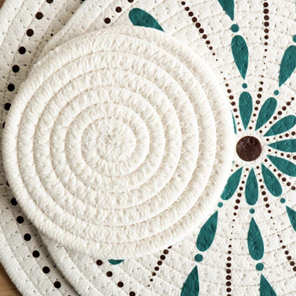 Verbrühschutz, runder Untersetzer, wärmeisolierend, Topfunterlage, gewebte Baumwolle, Tischset, Tischdekoration