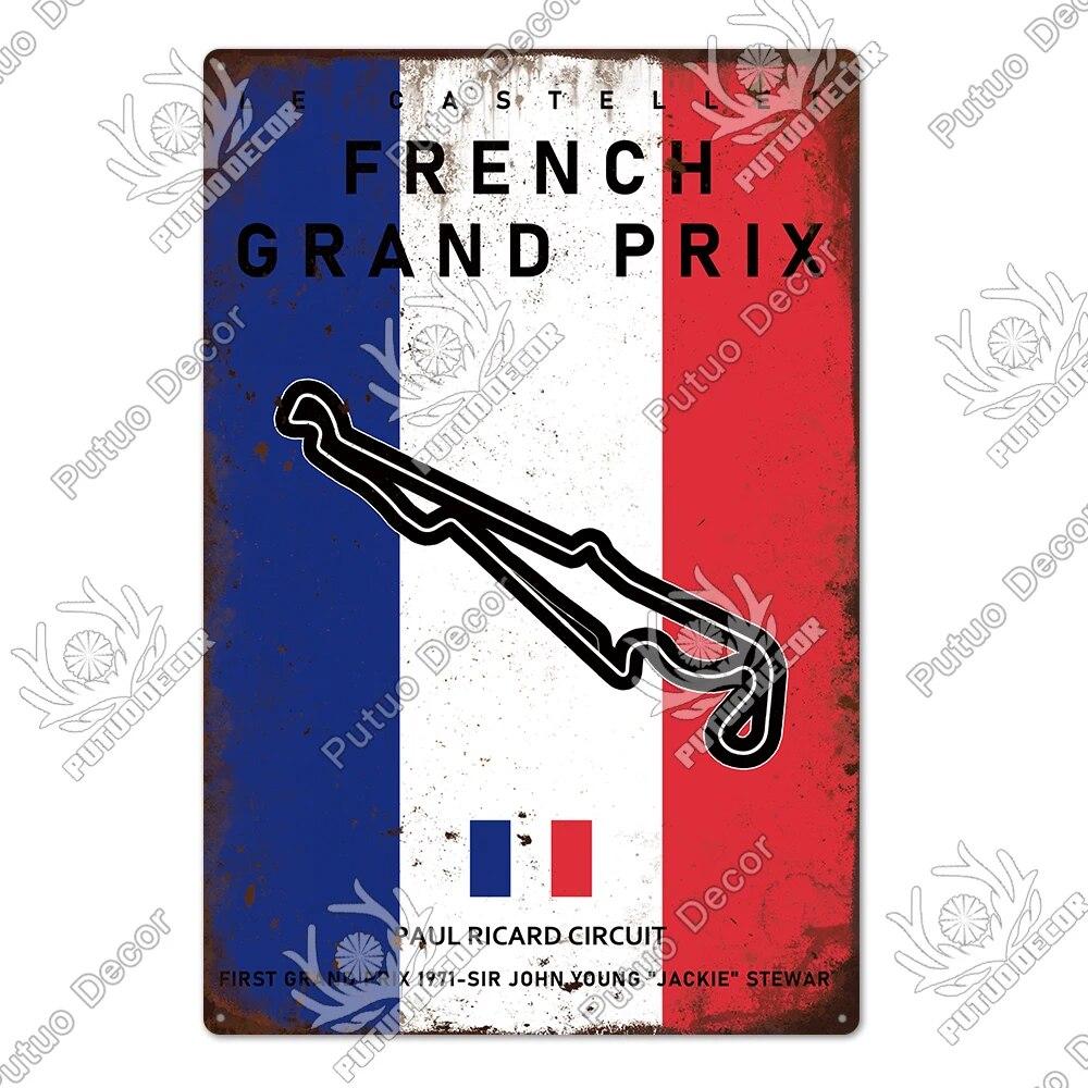

Putuo Декор F1 Гоночная трасса для соревнований, винтажный металлический плакат, жестяная вывеска, железная пластина, бар, клуб, человек, пещера, украшение на стену дома 2 11.8x15.7inch
