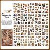 20 Sheets Antique Scene Stickers PET Aesthetic Text Pattern Stickers Flowers & Character Self-Adhesive Scrapbook Sticker