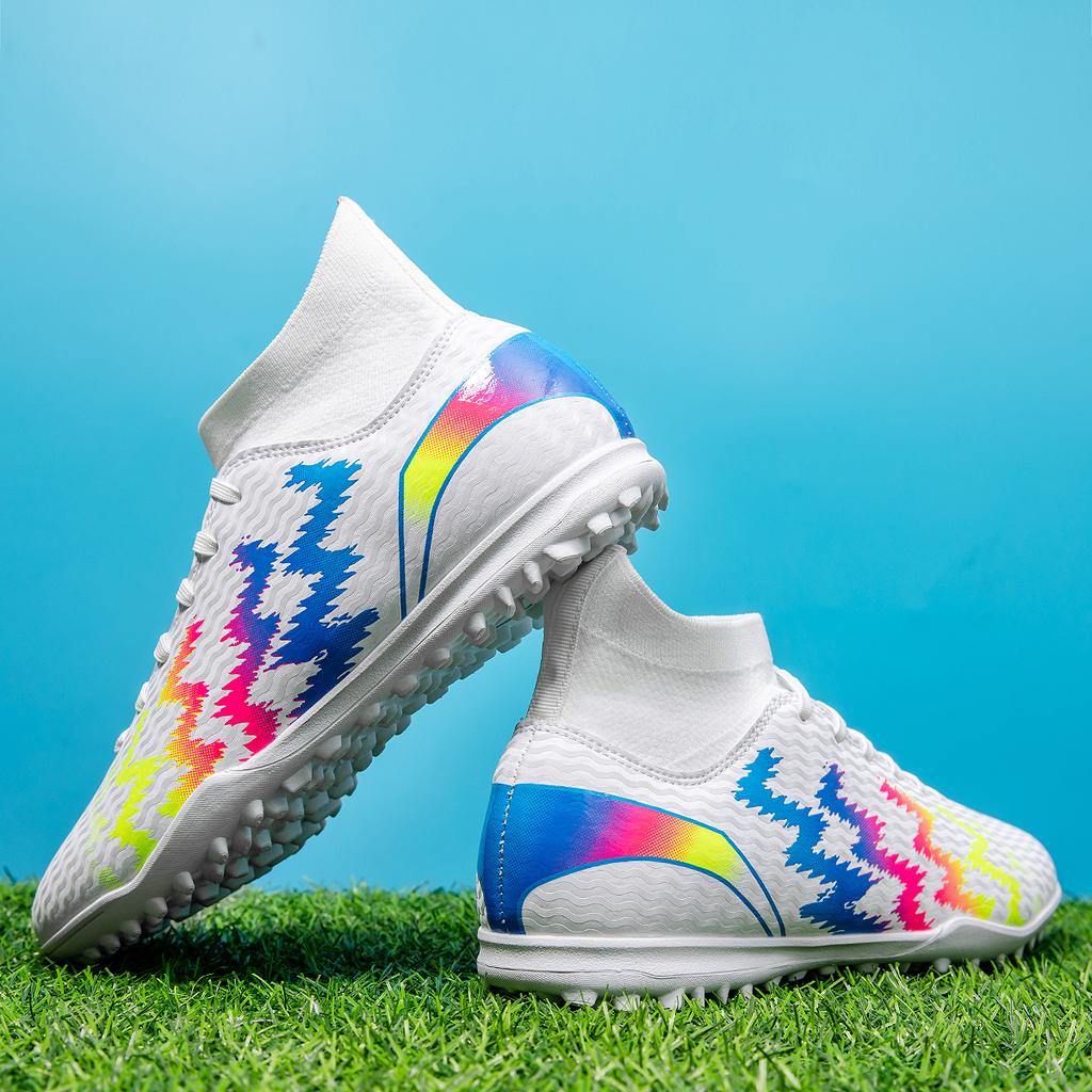 Fashion Men's Soccer Shoes TF/FG Non-Slip Turf Soccer Cleats Trend Design Shoes Comfortable High Top Sneaker High Quality Football Boots