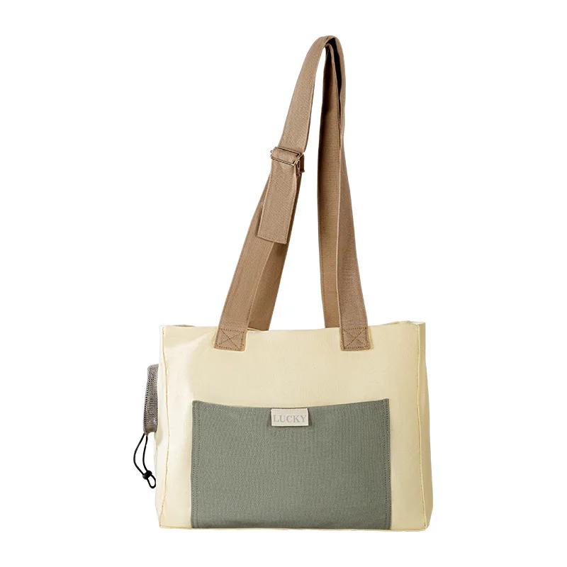 

Сумка-переноска для кошек и собак, холщовая сумка на одно плечо для транспортировки питомцев, модная портативная сумочка, сумка-слинг для щенков и котят, рюкзак для путешествий бежевый