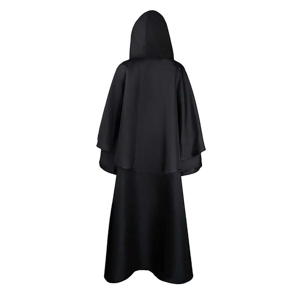 Męskie i damskie kostiumy na Halloween Ponury płaszcz z kapturem peleryny kurtka długi płaszcz