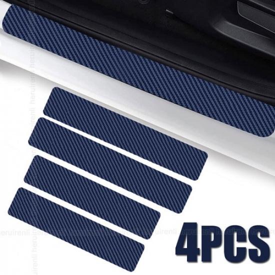 4pcs Blue Car Auto Door Plate Sill Scuff Cover Anti-scratch Stickers Accessories