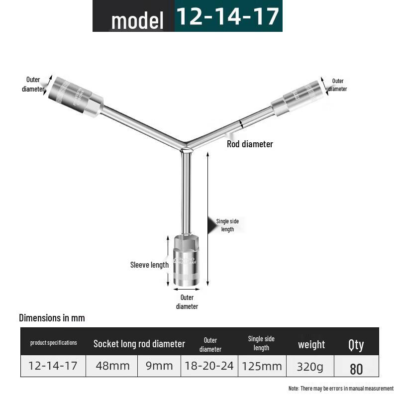 SMVP Y-Shaped Multi-functional Triple Socket Wrench CN plug (adapter included)