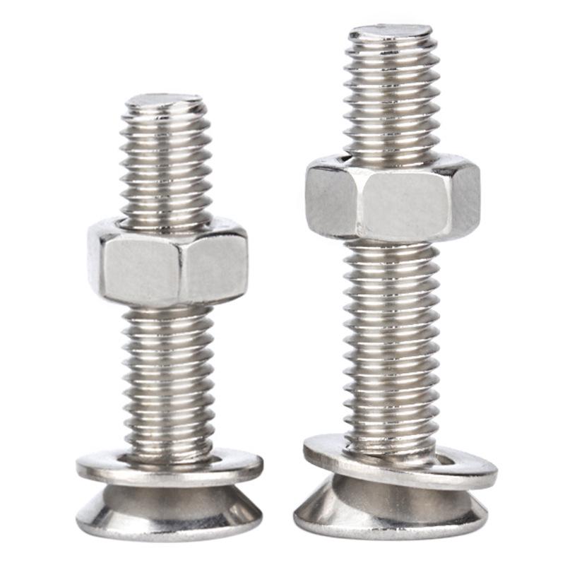 304 Stainless Steel Countersunk Screw Nut Set with Flat Head, Nut, and Washer (M3, M4, M5, M6, M8)