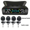 Solar Power Smart Car TPMS LCD Display Auto Security Temperature Alarm System High Precision External/Internal Sensor with Clock