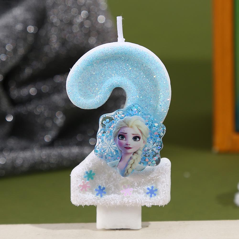Snowflake Princess Handmade Birthday Candle Numbers 0-9 for Cake Decoration