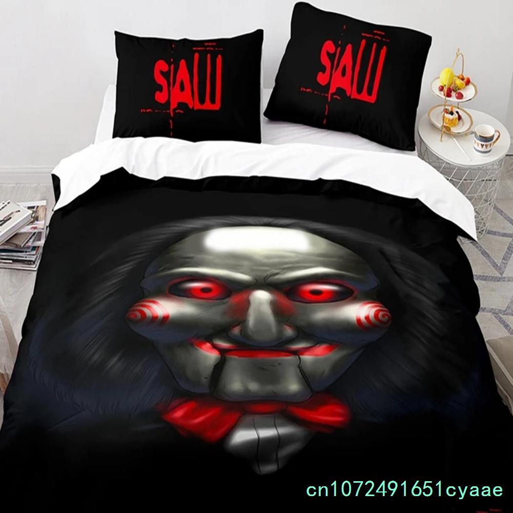 Horror Saw Movie Bedding Set Boys Girls Twin Queen Size Duvet Cover Pillowcase Bed Kids Adult Fashion Home Textileextile