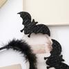 Halloween-Stirnband Kostümzubehör Stirnbänder, Schwarzes Spinnenfledermaus-Stirnband, Glitzerndes Flauschiges Haarband Kopfschmuck für Themen-Tanz Damen, Teenager, Cosplay,