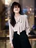 Rong Tai Women's Elegant French Ribbon Long Sleeve V-Neck Chic Shirt - Spring 2026 Collection