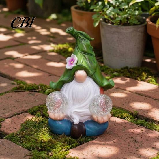 Solar-Gartenlicht Gartenzwerg-Statue mit Licht, Niedliche Harz-Gießkanne/Halte-Plakette/Pumpende Wasserdichte Terrassen-Dekorationsfigur Wasser-Skulptur für
