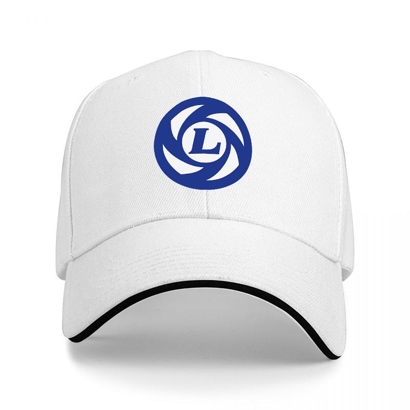L Logo Baseball Cap Black with Blue and White Embroidered Design Adjustable Fit for Adults Casual Streetwear Style Hat