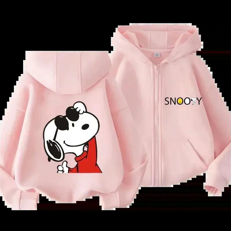 Kids Cartoon Street Sweatshirt Cute Snoopy Design Boys Girls Spring Hooded Tops 3-14 Years
