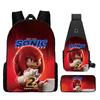 Backpack, Primary School Student Animation Schoolbag, Cartoon Backpack, Satchel, Pencil Bag, Three-Piece Set.