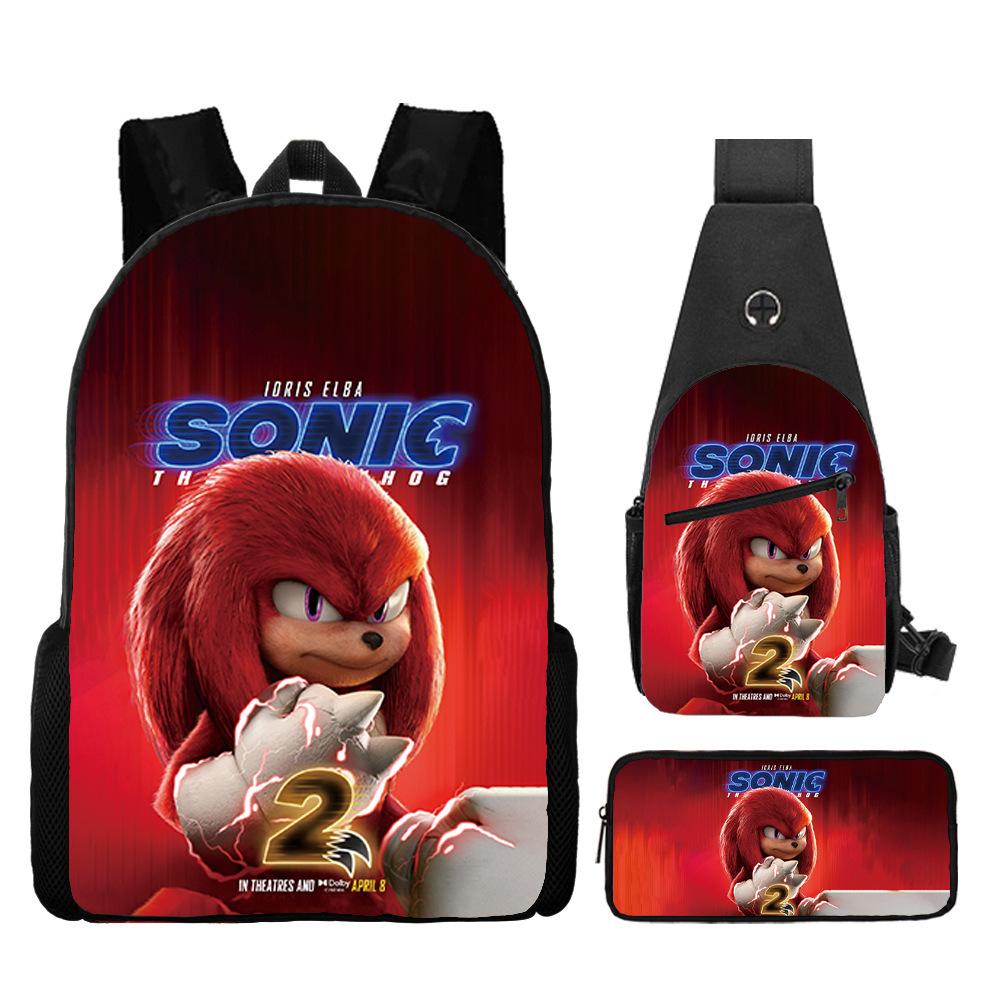 Backpack, Primary School Student Animation Schoolbag, Cartoon Backpack, Satchel, Pencil Bag, Three-Piece Set.