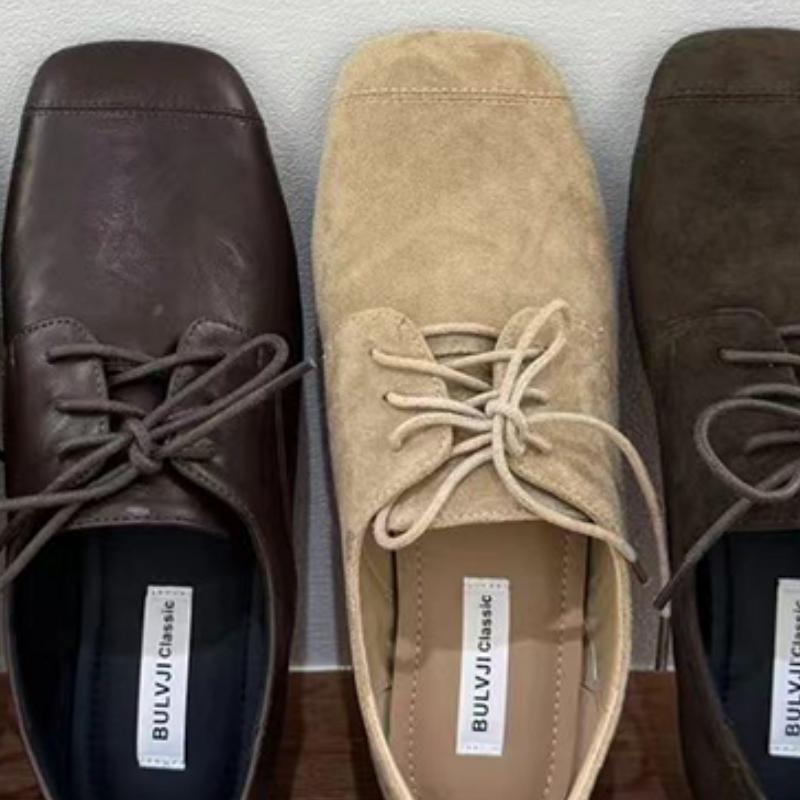 Square Toe Women's Sport Shoes Flats Casual Woman Sneakers Autumn Fashion Lace Up Brand Shoes New Comfort Soft Ladies Shoes