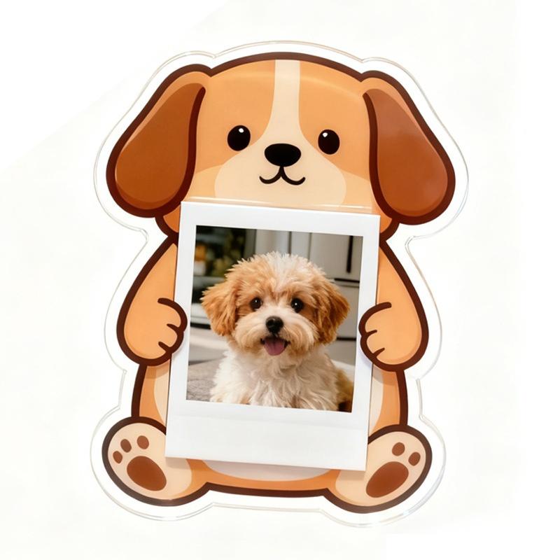1pc Cute Puppy And Kitten Acrylic Photo Frame 2-Inch Photo Fridge Magnet Display Frame Pet Photo Frame Fridge Magnet
