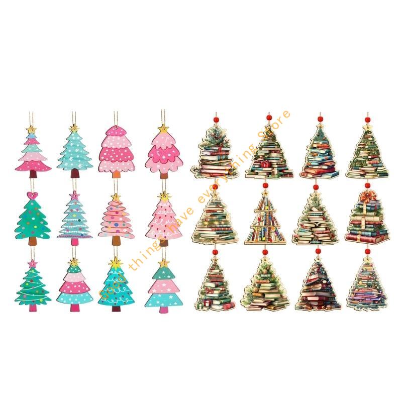 Wooden Christmas Tree Decorations Natural Handcrafted Holiday Ornament 55KF