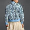 Women's Embroidered Daisy Cropped Bomber Jacket Long Sleeve Quilted Puffer Jackets Padded Coat Outerwear