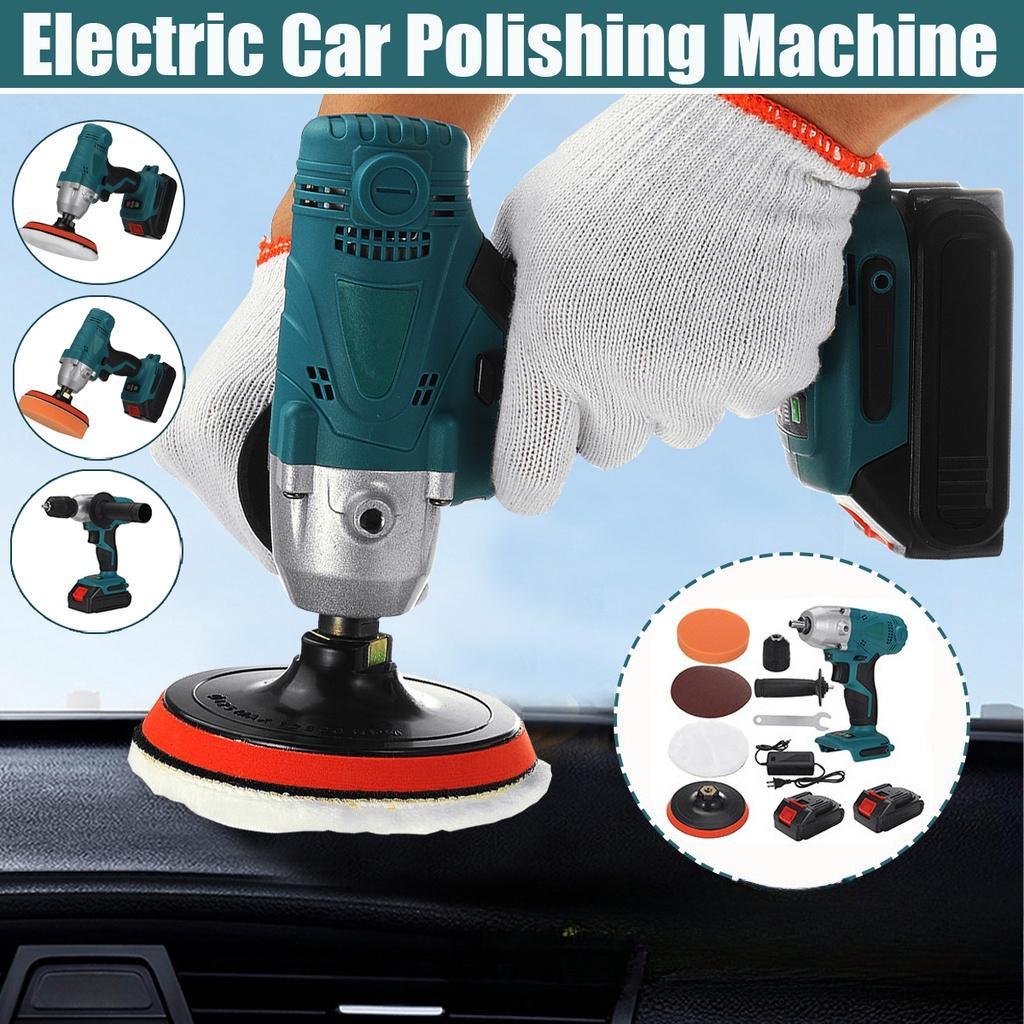 2-IN-1 2800rpm Car Polisher 5" Polishing Pads Electric Drill Driver Kit for 18V Battery Cordless Electric Polishing Machine