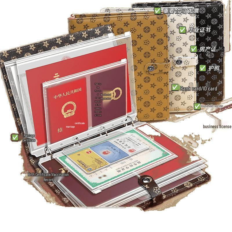 A4 ID Skladovací taška na dokumenty: Obsahuje potvrzení o trvalém pobytu, očkovací průkaz, rodný list, pas, řidičský průkaz, volný listový pořadač.