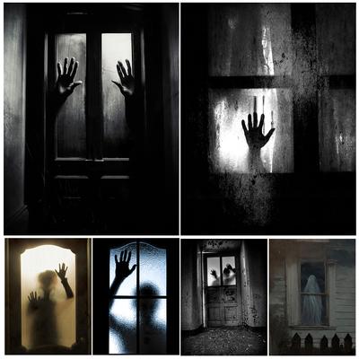 Terrible Ghost Figures In the Window Retro Wall Art Canvas Painting Mysterious Panic Art Posters and Printers