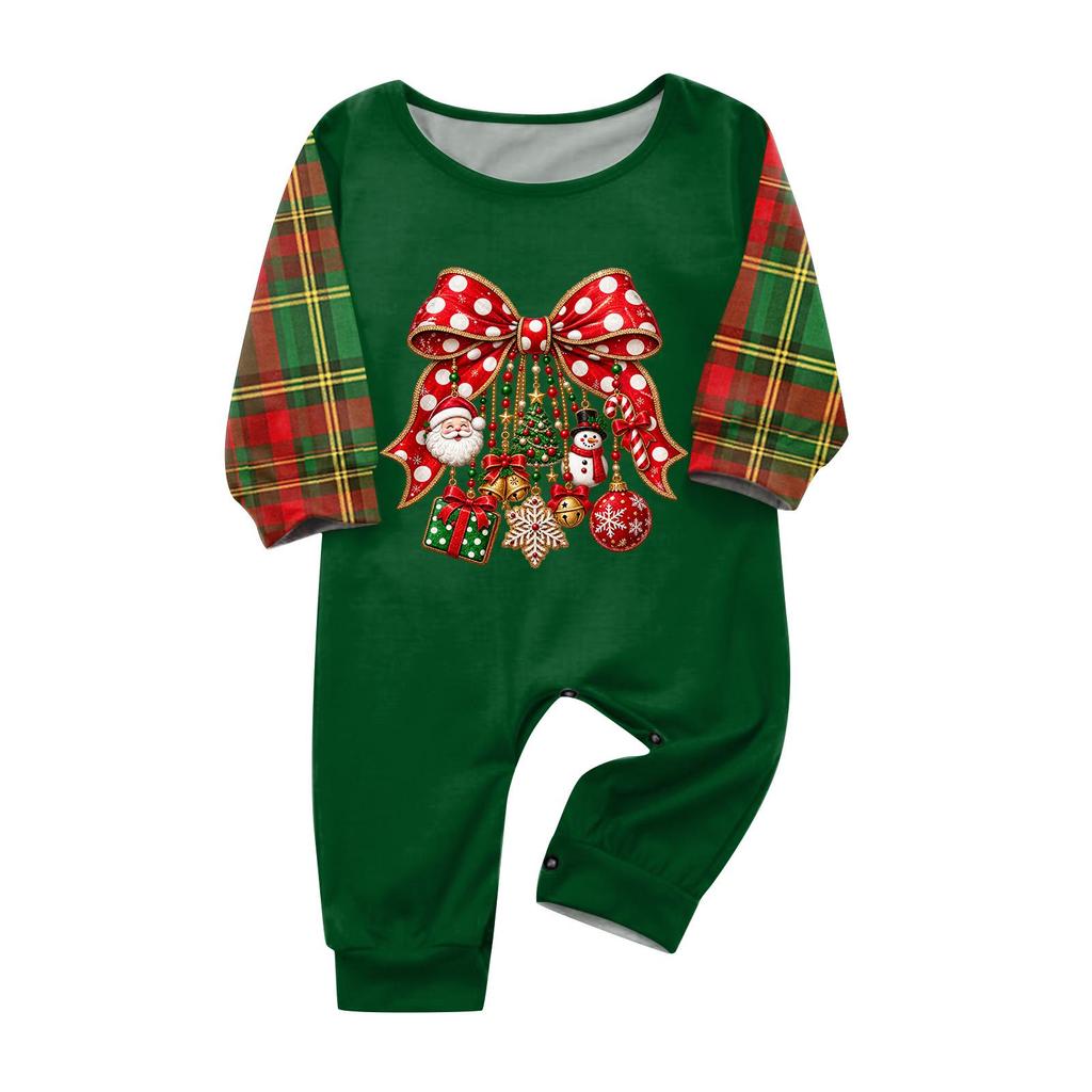 Christmas-print long-sleeve and long-pant matching family loungewear set