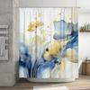 Aquarell Blumen Duschvorhang Blau und Gelb Dekorative Badematte Bezug Wasserdicht Heimdekoration Wandbehang (Weiß)