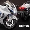 1:9 SUZUKI HAYABUSA Motorcycle Model Toy Alloy Body Rubber Tires Steering Suspension Motor Models Cool Light Collection Gift Boy