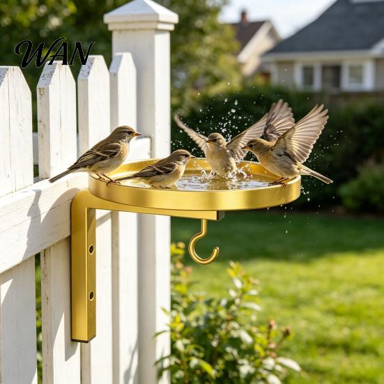 Easy Install Wall Hook Mounted Bird Bath Feeder, Heavy Duty Metal Birdbath Bowl with Feeder Hook, Hanger Bracket for Outdoor Garden Yard