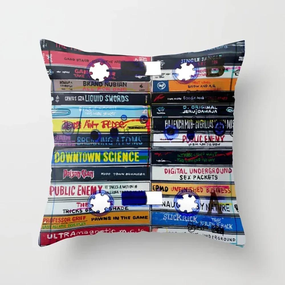 Stacked Magazine Printed Pattern Cushion Cover for Home Bedroom Living Room Sofa Decoration Square Pillow