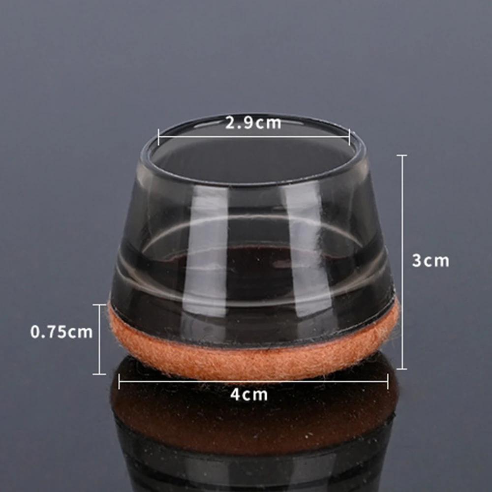 Table Chair Leg Protectors Caps Clear Round for Furniture Legs Cover Floor Sliders Non Slip Scratch Reduce Noise with Felt Pads