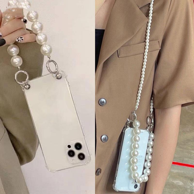 Hülle für Sony Xperia 5 V 10 V, Crossbody-Halskette, Umhängeband, Perlenkette, transparent, stoßfest, weiche Hülle für Xperia 1 10 5 IV 10 III 5 Pro-i ACE