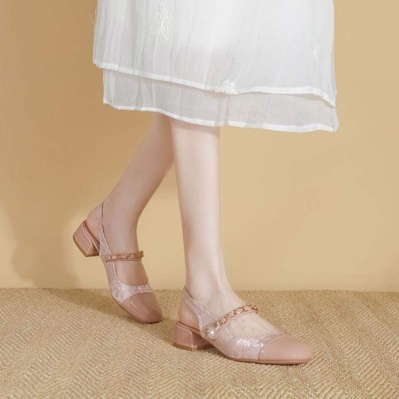 Mary Jane Shoes Chinese Style New Chinese Color Matching Single Shoes Outdoor Fashionable Women's Shoes Soft Sole Non-tiring High Heels