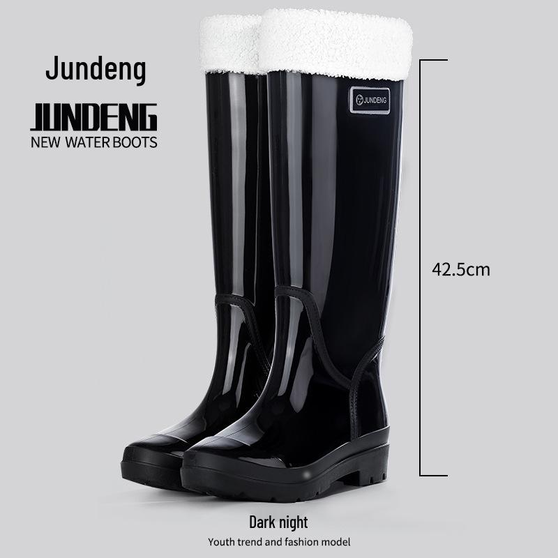Женские 42 см Очень Высокие Нескользящие Утолщенные Водонепроницаемые Резиновые Сапоги для Путешествий, Уборки Столовой и Модной Носки