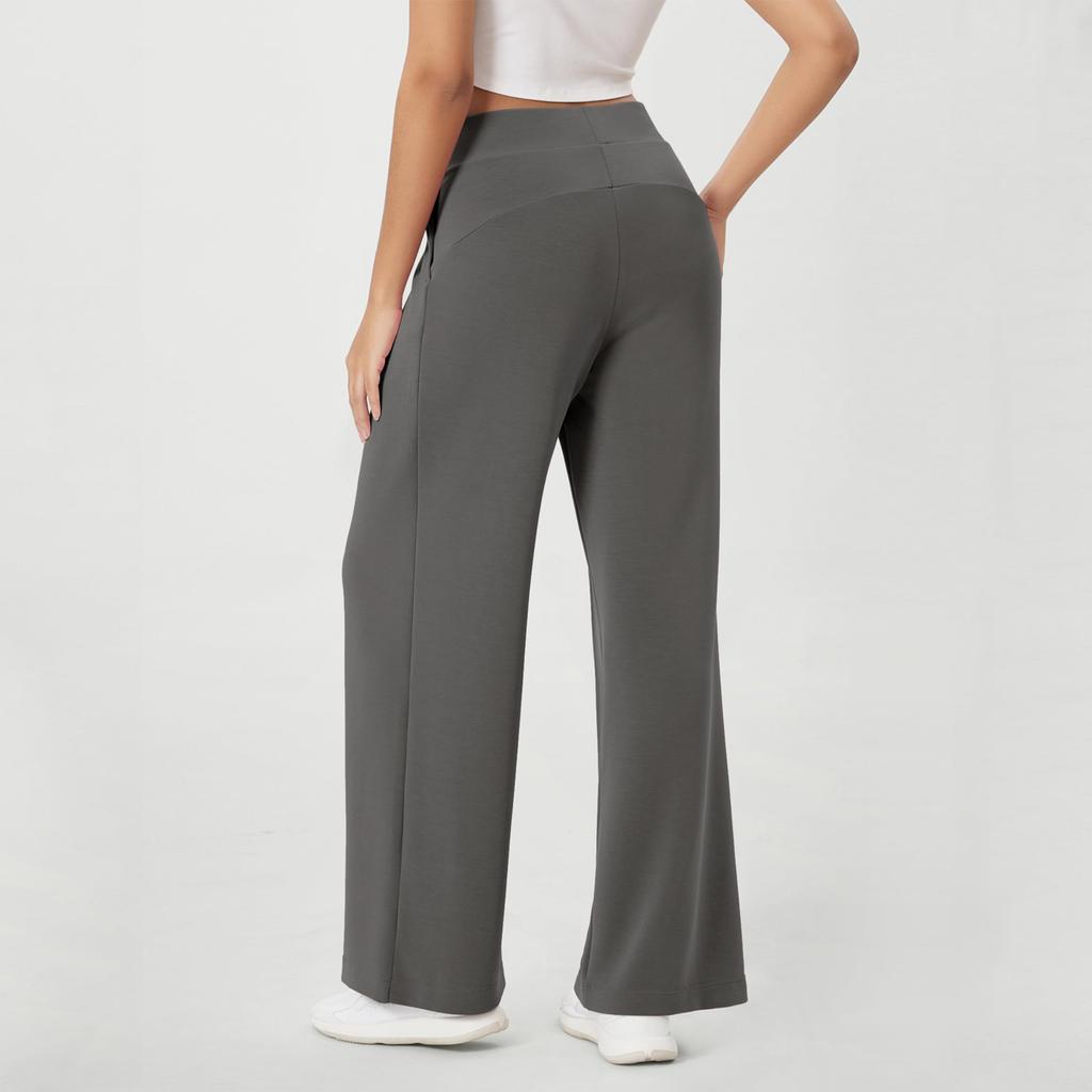 Women's Wide Leg Pants High Waist Solid Color Casual Loose Pants With Pockets