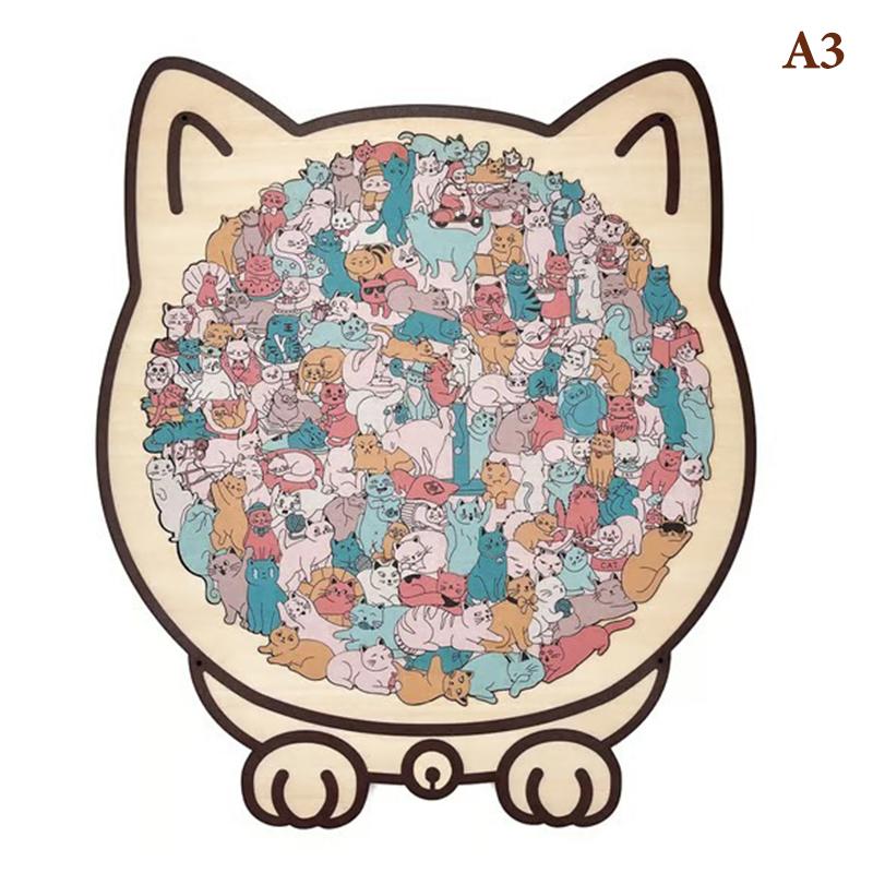 135-Piece Morandi Color Cat-Shaped Wooden Jigsaw Puzzle Irregular Cats Shaped Animal Pieces For Home Decor & Party Games Gifts