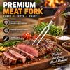 Long Handle Stainless Steel Fork Redwood Handle Meat Turner Fork  Backyard Party