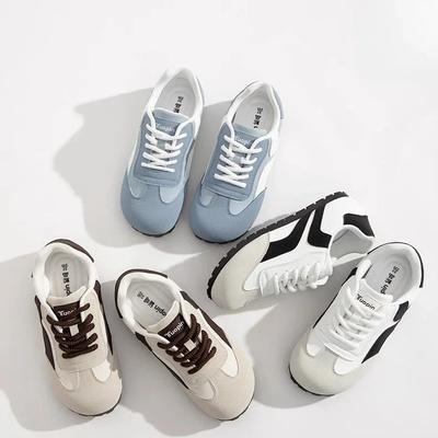 De Xun Shoes Spring and Summer Popular Women's Round Head Flat Bottom Puff Shoe Versatile Casual Sports Board Shoes