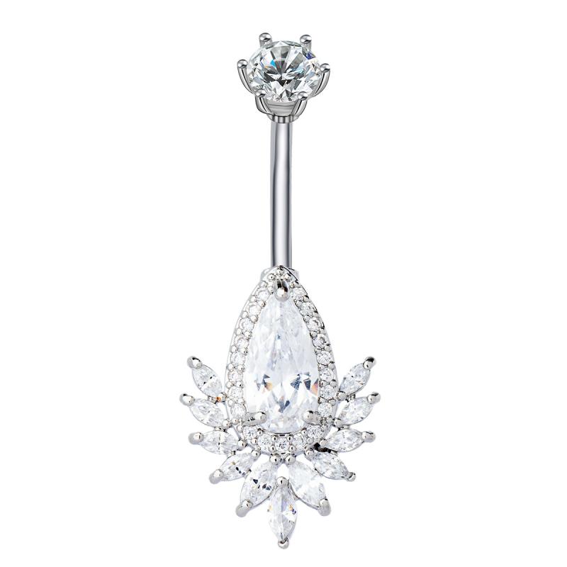 Bow Heart Belly Button Rings Shiny Zircon Navel Piercing Barbell For Women  Belly Ring Beach Body Jewelry Gifts
