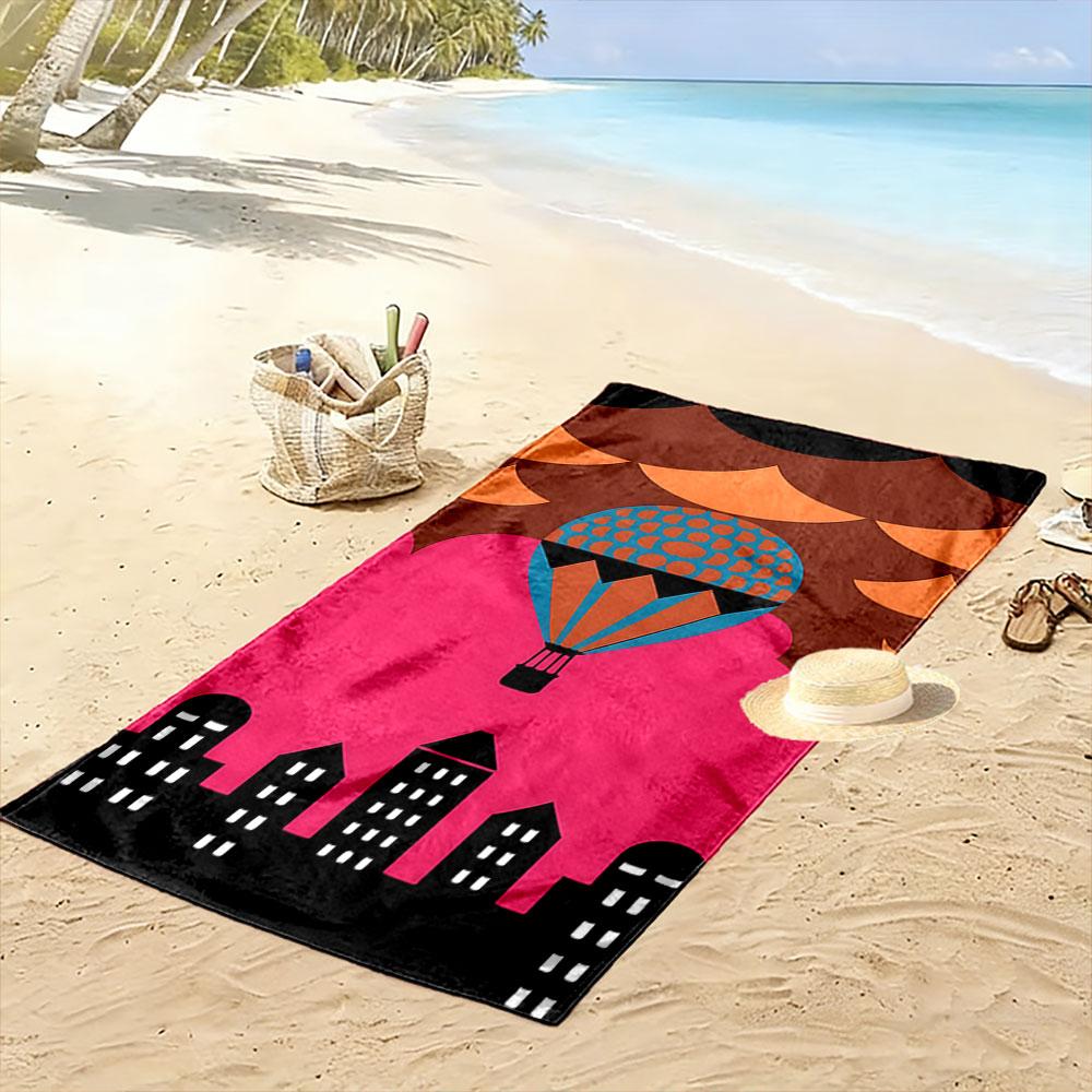 Airy balloon adventure Print beach towel, quick drying, suitable for travel, outdoor sports, jogging, the beach and swimming, gift