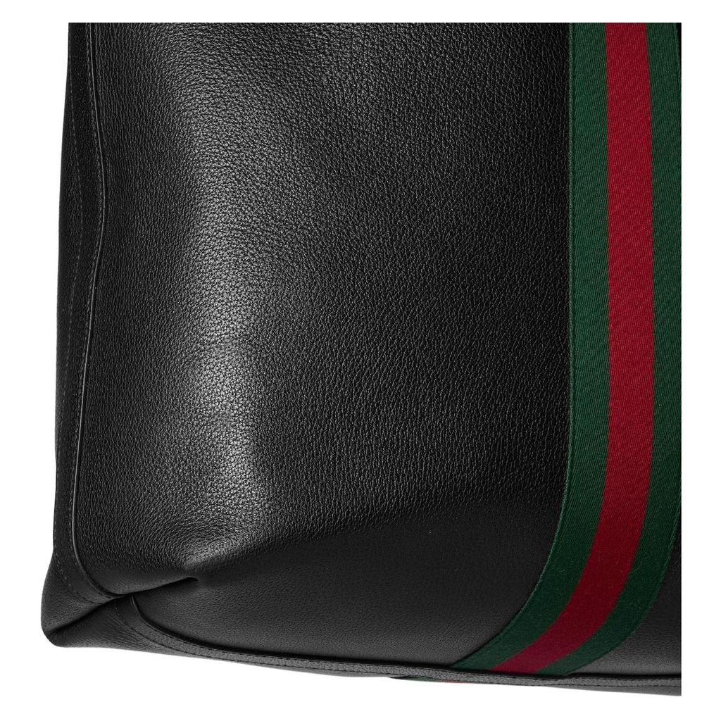 Gucci Ophidia Web Detail Double G Logo Soft Leather Tote Bag Men Tote Bags Black 834463-AAE1A-1042