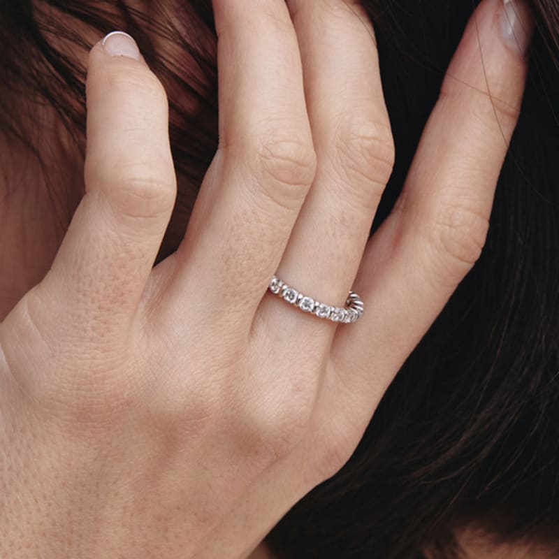 Hyeres-lor Essence Silver (W) Modern Tennis Ring 2.5mm White HL4R42408W9