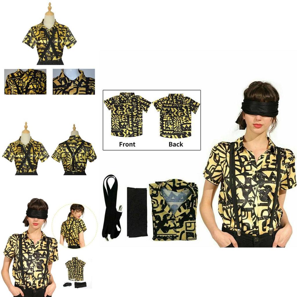 Girls Halloween Cosplay 3 Eleven Costume Shirt Straps Blindfold