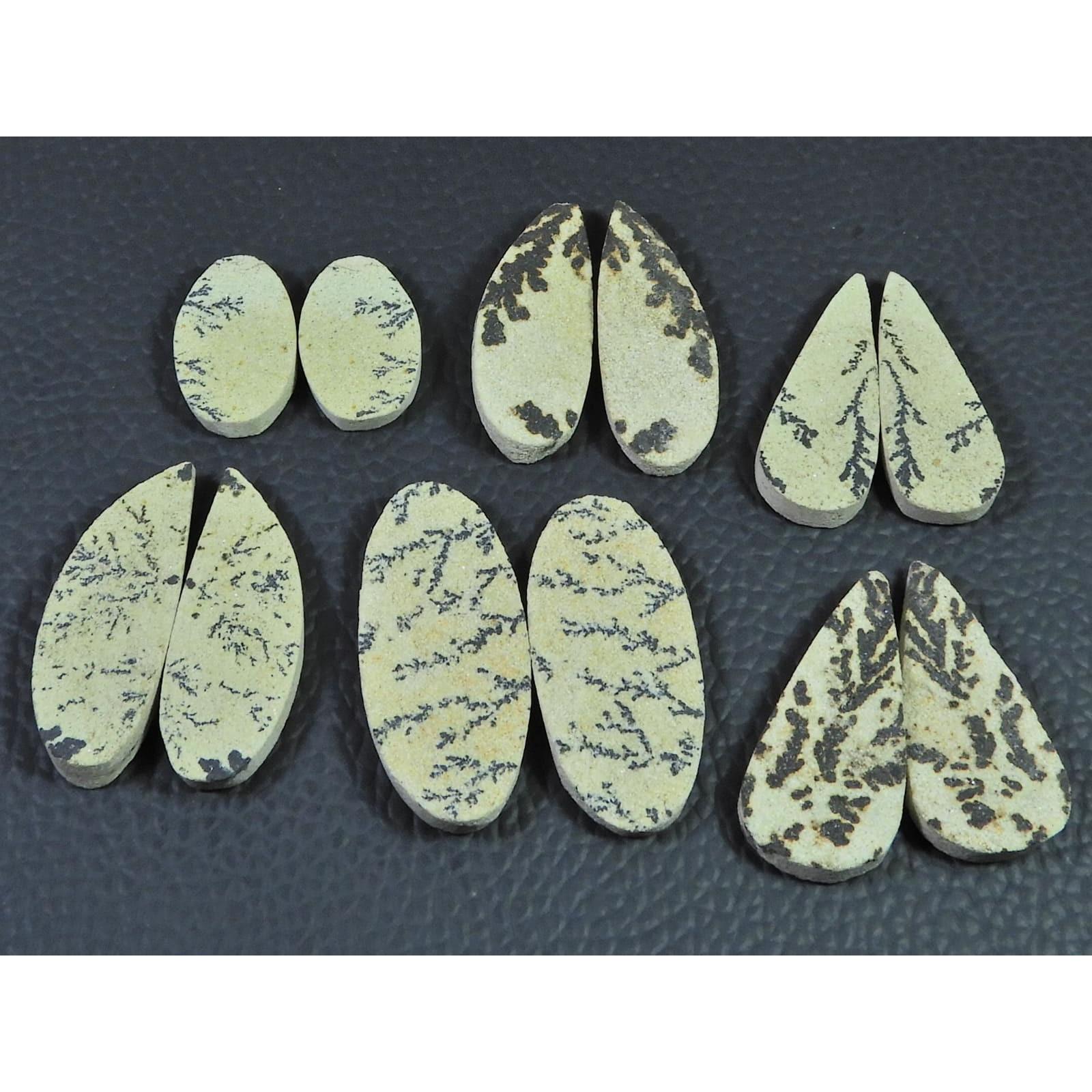 Natural Psilomelane Germane Dendrite Matched Pair Loose Gemstone 06 Pair Lot C-2167