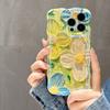 Applicable To Iphone17pro Mobile Phone Case Ins Blue Light Wave Oil Painting Flower Personalized Apple 16 Anti-drop Protective Case